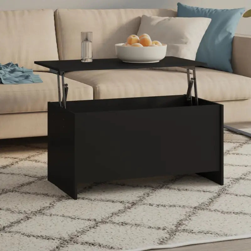 Bewerk hout salontafel met lift-top voor versatile en stijlvolle inrichting - Zwart / 102 x 55 x 52.5 cm / 1