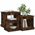 Bewerk hout salontafelset met grote en kleine tafels voor je woonkamer - Salontafels