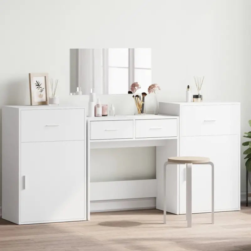 Bewerk hout stijlvolle slaapkamermeubelsets met make-uptafel binnen handbereik - Wit - Slaapkamermeubelsets