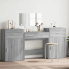 Bewerk hout stijlvolle slaapkamermeubelsets met make-uptafel binnen handbereik - Grijs sonoma - Slaapkamermeubelsets
