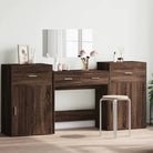 Bewerk hout stijlvolle slaapkamermeubelsets met make-uptafel binnen handbereik - bruin eikenkleur - Slaapkamermeubelsets