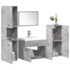 Bewerkt hout badkamermeubelset met ideale afmetingen voor jouw badkamer - Betongrijs / 60 x 38.5 x 46 cm
