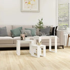 Bewerkt hout bijzettafels voor kleine ruimtes en moderne woonstijl - Wit / 3 - Bijzettafels