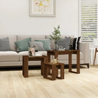 Bewerkt hout bijzettafels voor kleine ruimtes en moderne woonstijl - bruin eikenkleur / 3 - Bijzettafels