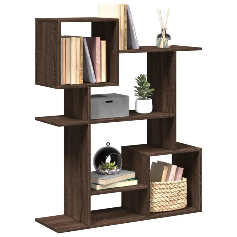 Bewerkt Hout Boekenkast Kamerscherm voor Stijlvolle Opbergruimte - bruin eikenkleur / 1 / 112 cm - Boekenkasten