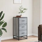 Bewerkt hout dressoir in grijs sonoma met industrieel metalen frame - Dressoirs & buffetkasten