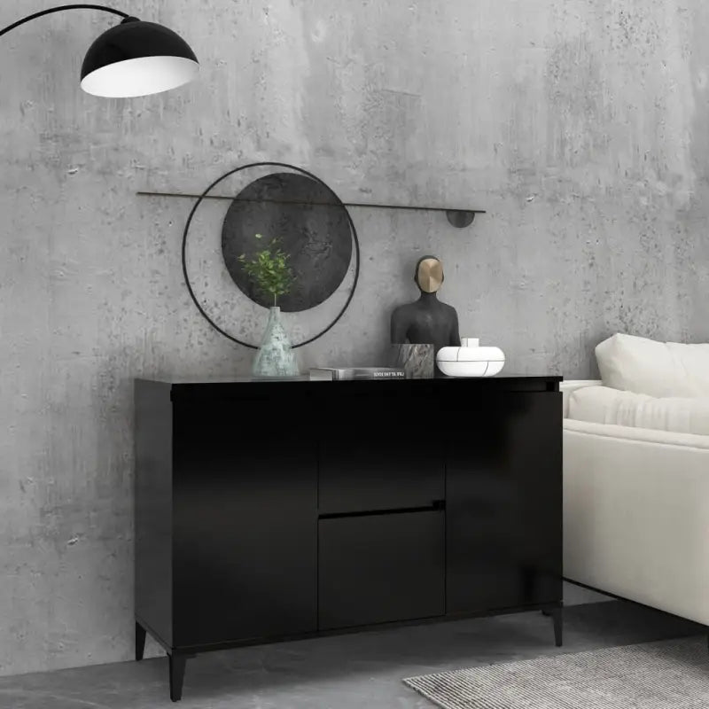 Bewerkt hout dressoir met industriële uitstraling voor de woonkamer - Zwart / 1 - Dressoirs & buffetkasten