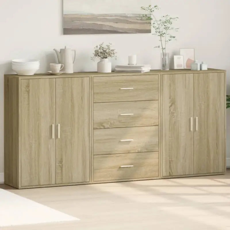 Bewerkt hout dressoir voor een trendy en praktische kamer inrichting - Sonoma eiken / 1 - Dressoirs & buffetkasten