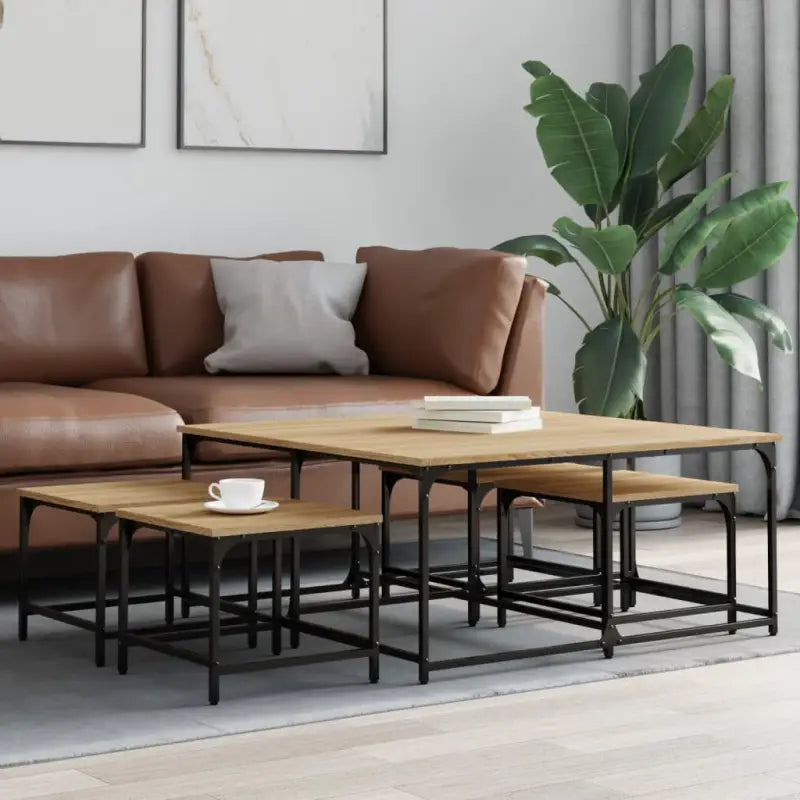 Bewerkt hout salontafels met elkaar passende kleine tafels voor compacte ruimtes - Salontafels