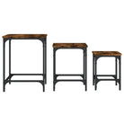 Bewerkt hout salontafelset met metalen frame voor kleine ruimtes - Salontafels