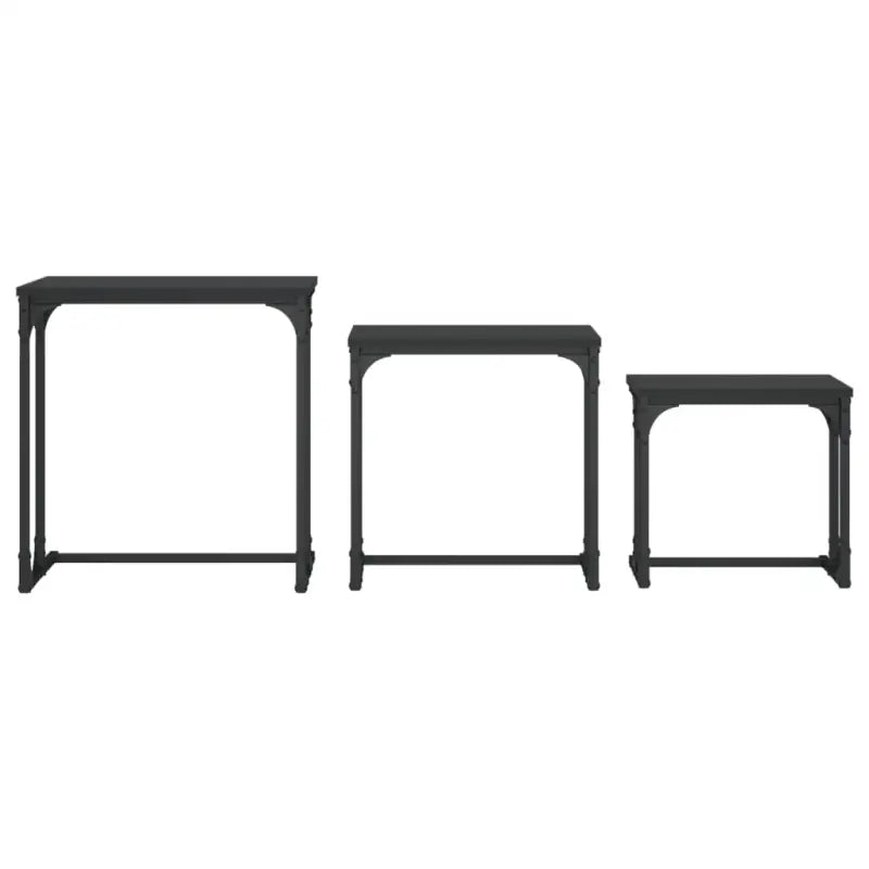 Bewerkt hout salontafelset met metalen frame voor kleine ruimtes - Salontafels