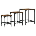 Bewerkt hout salontafelset met metalen frame voor kleine ruimtes - Salontafels
