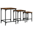 Bewerkt hout salontafelset met metalen frame voor kleine ruimtes - Salontafels