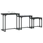 Bewerkt hout salontafelset met metalen frame voor kleine ruimtes - Salontafels
