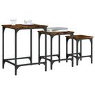 Bewerkt hout salontafelset met metalen frame voor kleine ruimtes - Salontafels