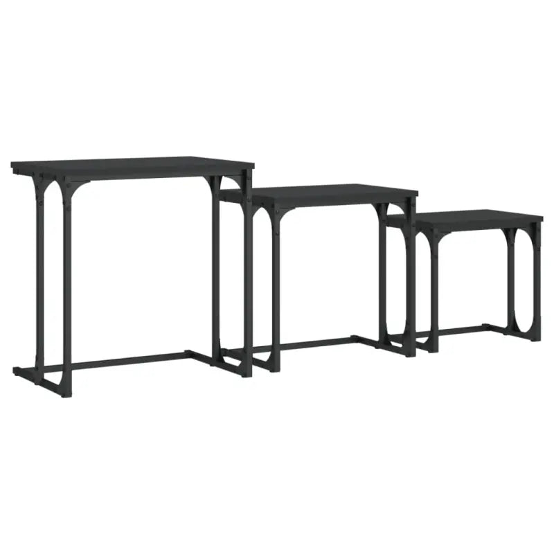 Bewerkt hout salontafelset met metalen frame voor kleine ruimtes - Salontafels