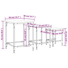 Bewerkt hout salontafelset met metalen frame voor kleine ruimtes - Salontafels