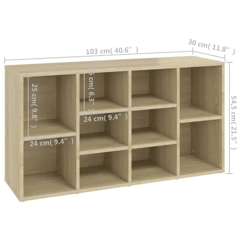 Bewerkt hout schoenenrek en garderobebank met opbergruimte - Sonoma eiken / 1 - Schoenenrekken