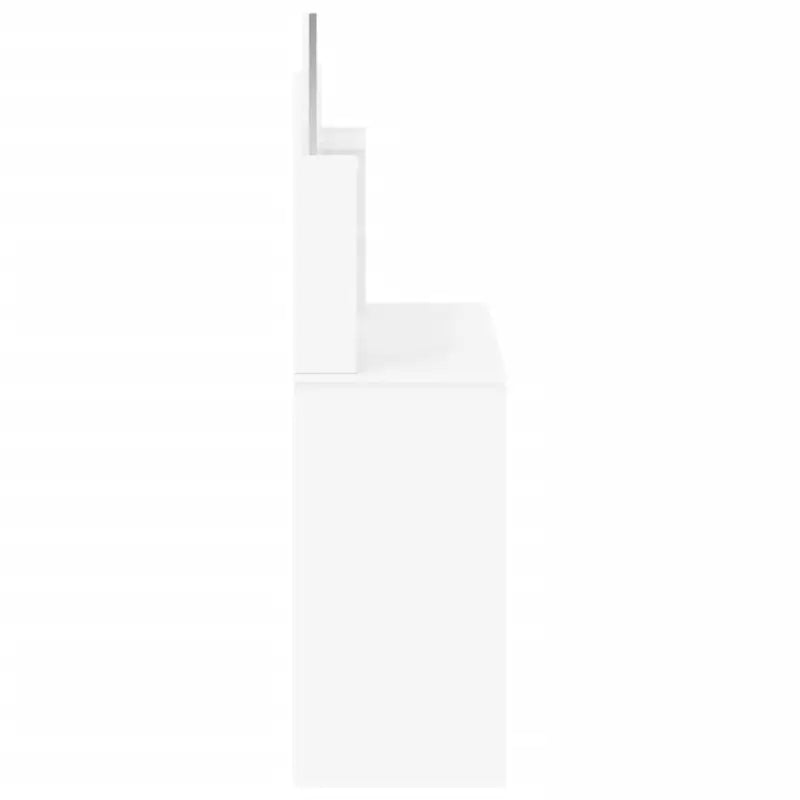 Bewerkt hout slaapkamerkaptafel met spiegel in hoogglans wit - Slaapkamerkaptafels