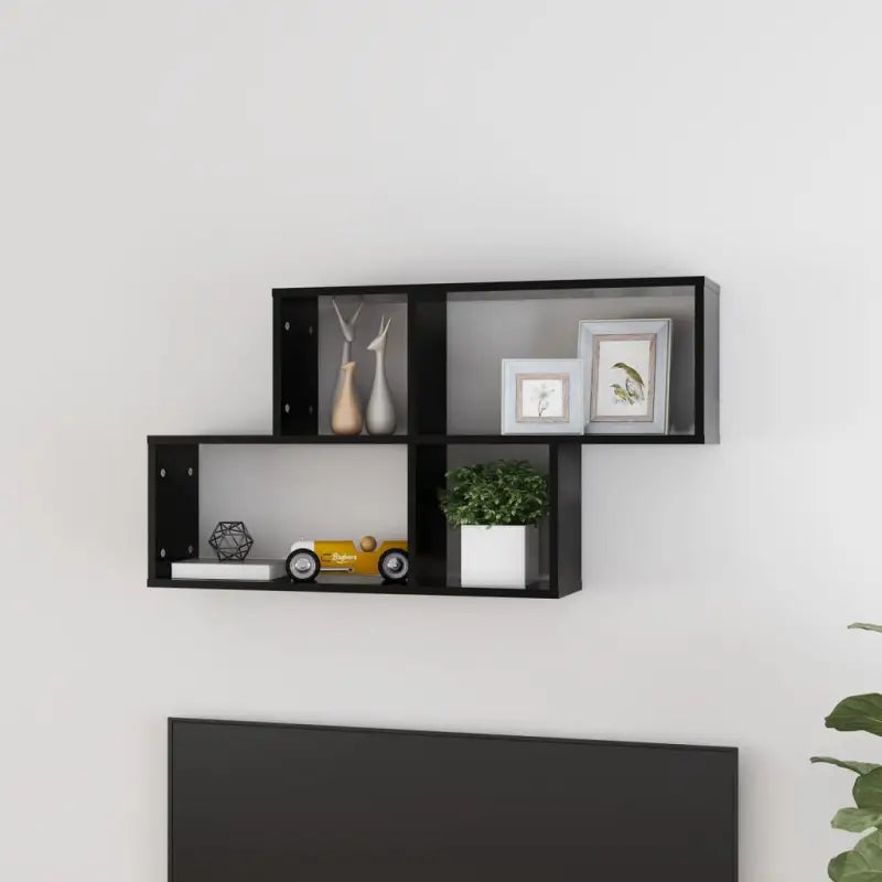 Bewerkt hout wandplank met stevig en stijlvol design voor elke ruimte - Zwart / 1 - Wandplanken