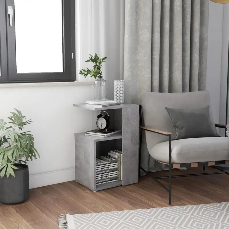 Bewerkte hout bijzettafel voor moderne en praktische woondecoratie - Betongrijs / 1 - Bijzettafels