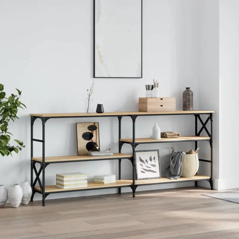 Bewerkte hout bijzettafels met verstelbare poten voor stijlvolle interieurs - Sonoma eiken / 1 / 180 cm - Bijzettafels