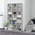 Bewerkte hout cd en dvd kast met open vakken voor je muziekcollectie - Betongrijs / 102 x 16 x 177.5 cm / 1 - Cd- &