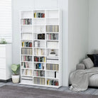 Bewerkte hout cd en dvd kast met open vakken voor je muziekcollectie - Hoogglans wit / 102 x 16 x 177.5 cm / 1 - Cd- &
