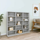 Bewerkte hout cd en dvd kast met open vakken voor je muziekcollectie - Grijs sonoma / 100 x 23 x 89.5 cm / 1 - Cd- &