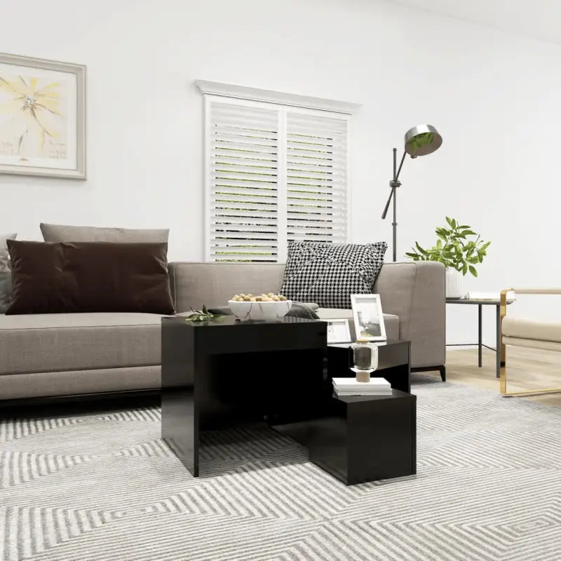 Bewerkte Hout Grijs Sonoma Bijzettafels Grote Tafel voor Kleine Ruimtes - Zwart / 3 - Bijzettafels