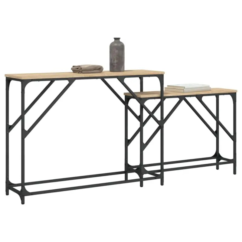 Bewerkte hout wandtafels met metalen frame voor elegante interieurdecoratie - Bijzettafels