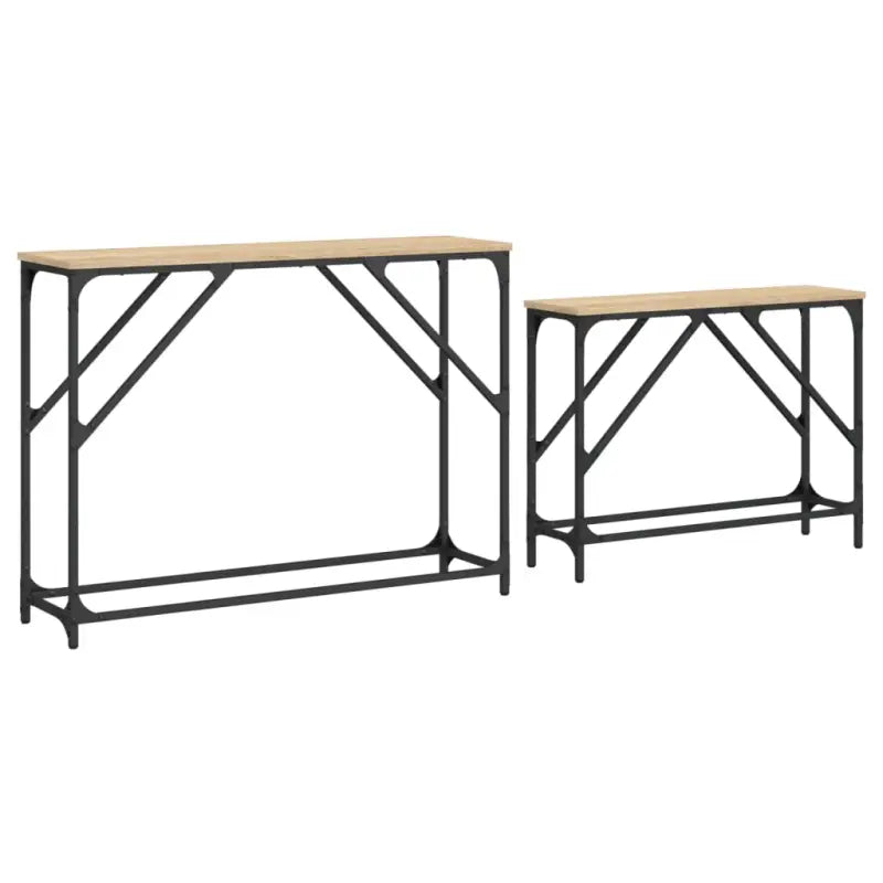 Bewerkte hout wandtafels met metalen frame voor elegante interieurdecoratie - Bijzettafels
