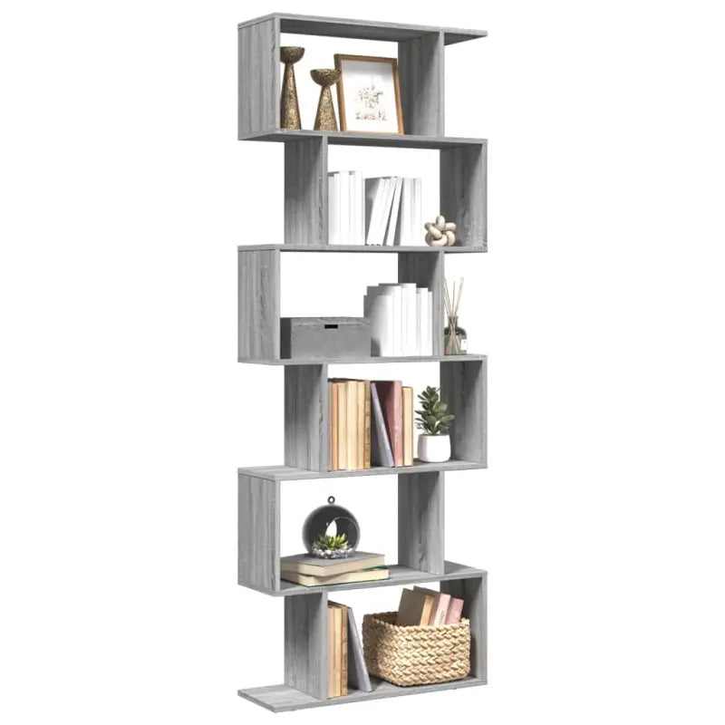 Bewerkte Houten Boekenkast Kamerscherm met Geometrisch Design - Grijs sonoma / 1 / 193 cm - Boekenkasten