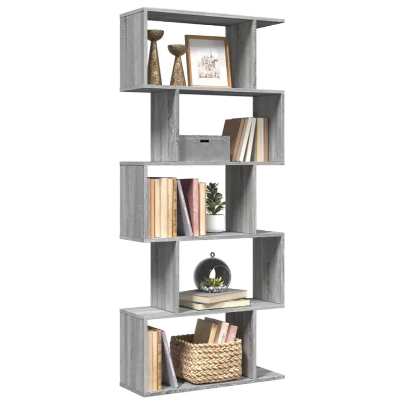 Bewerkte Houten Boekenkast Kamerscherm met Geometrisch Design - Grijs sonoma / 1 / 161 cm - Boekenkasten