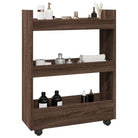 Bewerkte Houten Keukentrolley voor Decoratie en Praktisch Gebruik - bruin eikenkleur - Keukentrolleys