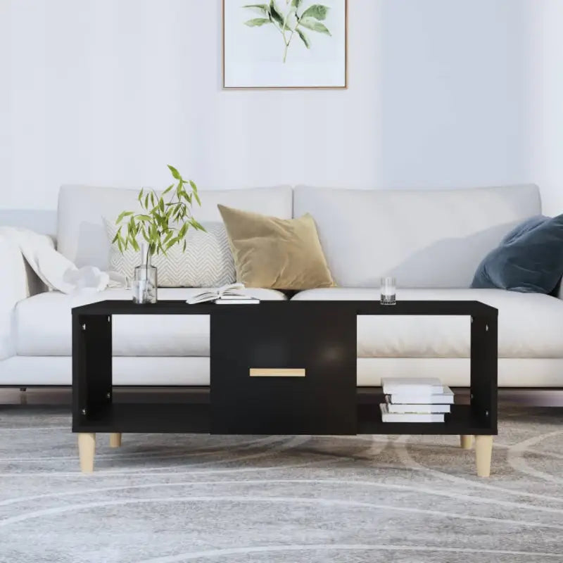 Bewerkte Houten Salontafel met Sterke en Vochtbestendige Afwerking - Zwart / 1 - Salontafels