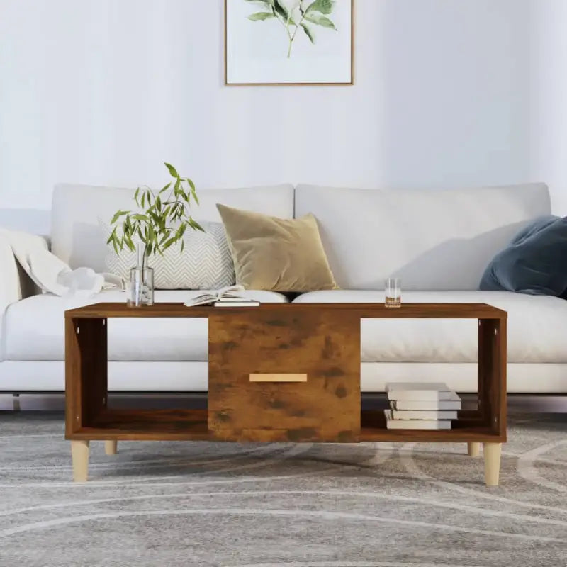 Bewerkte Houten Salontafel met Sterke en Vochtbestendige Afwerking - Gerookt eiken / 1 - Salontafels