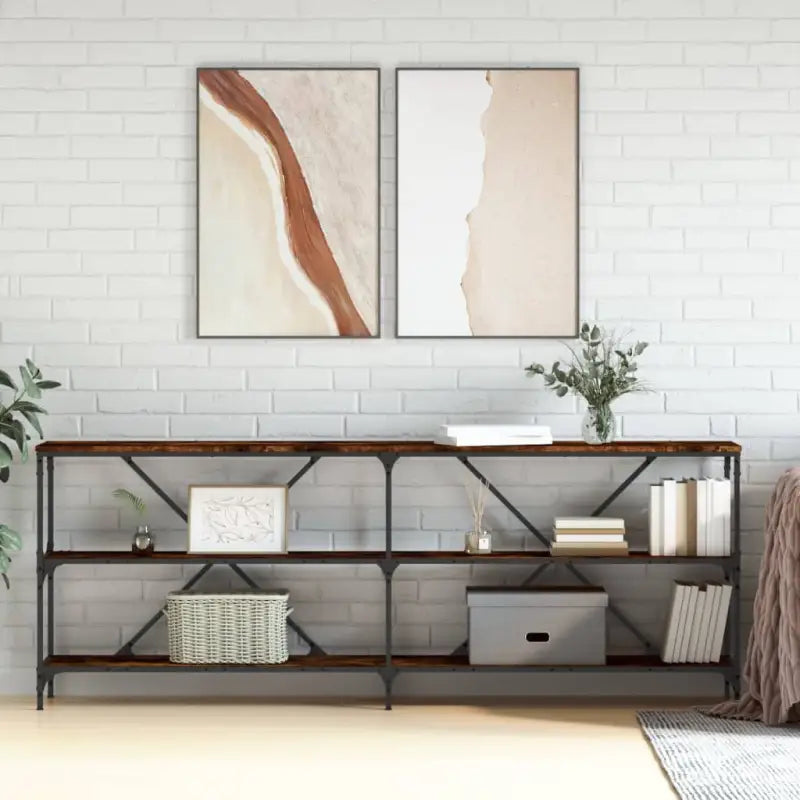 Beyzetafel grijs Sonoma eiken met verstelbare poten van bewerkt hout - Gerookt eiken / 1 / 200 cm - Bijzettafels