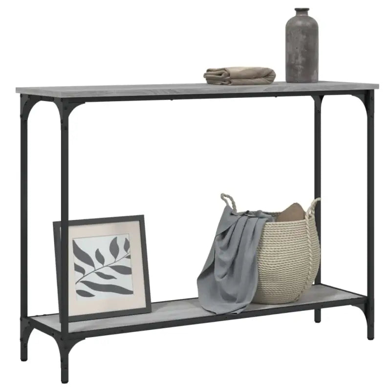 Bijzettafel met bewerkt hout en metalen frame met verstelbare poten - Bijzettafels