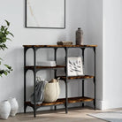 Bijzettafel met bewerkt hout en metalen frame met verstelbare poten - Gerookt eiken / 1 / 80 cm - Bijzettafels