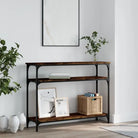 Bijzettafel met bewerkt hout en metalen frame met verstelbare poten - Gerookt eiken / 1 / 100 cm - Bijzettafels