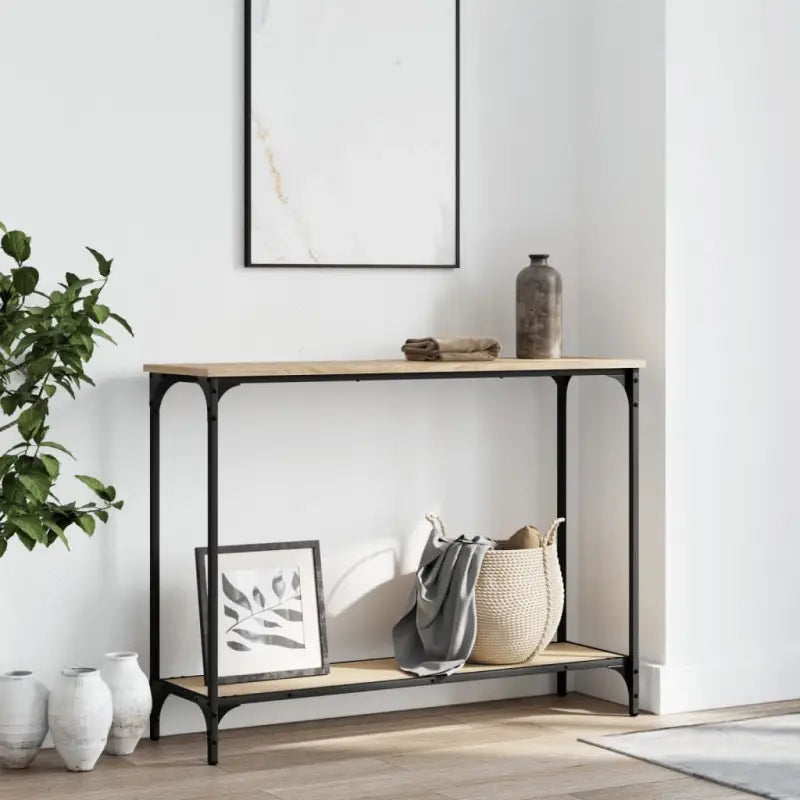 Bijzettafel met bewerkt hout en metalen frame met verstelbare poten - Sonoma eiken / 1 / 101 cm - Bijzettafels