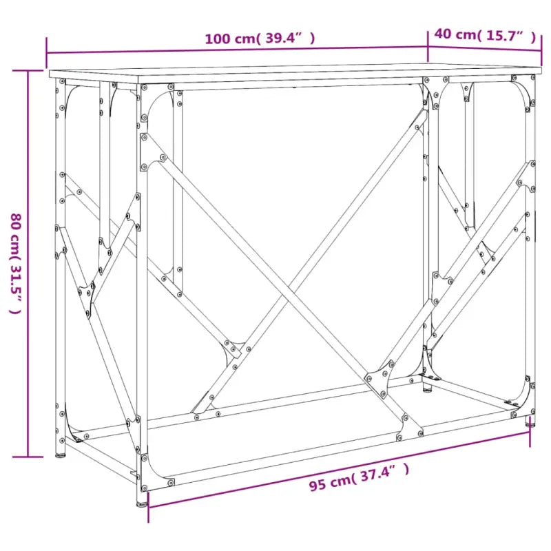 Bijzettafel met bewerkt hout en metalen frame met verstelbare poten - Bijzettafels