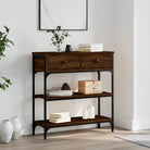 Bijzettafel met bewerkt hout en metalen frame met verstelbare poten - bruin eikenkleur / 1 / 72.5 cm - Bijzettafels