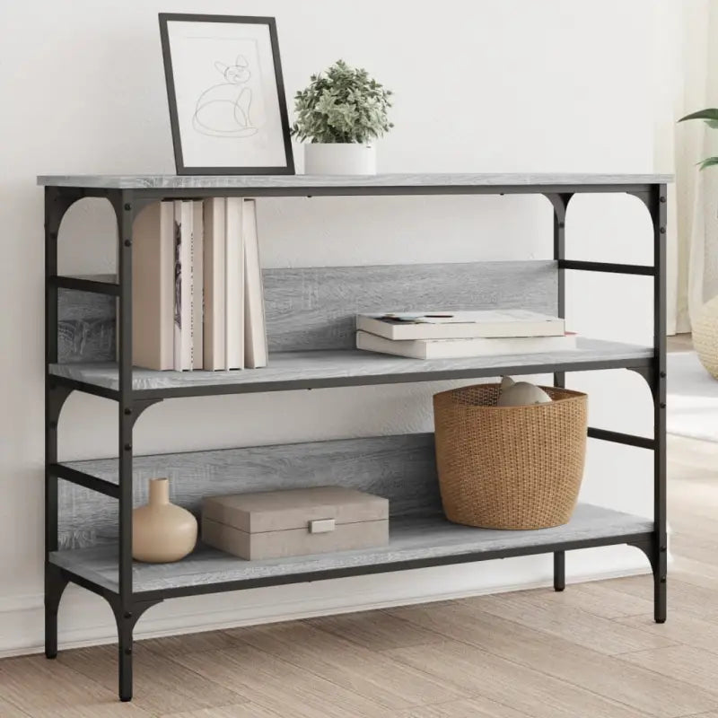 Bijzettafel met bewerkt hout en metalen frame met verstelbare poten - Grijs sonoma / 1 / 100 cm - Bijzettafels