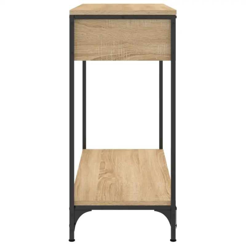 Bijzettafel met bewerkt hout en metalen frame voor elegante ruimtes - Bijzettafels