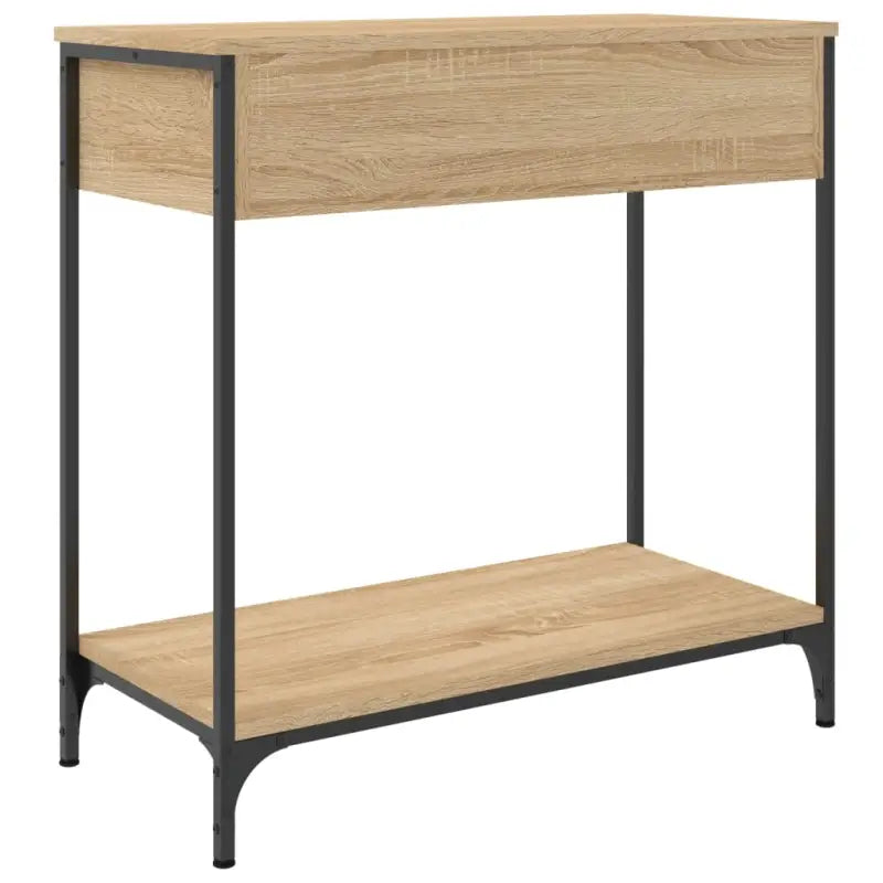 Bijzettafel met bewerkt hout en metalen frame voor elegante ruimtes - Bijzettafels