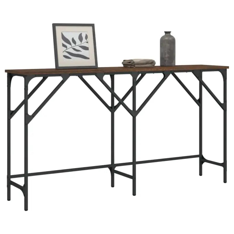 Bijzettafel met bewerkt hout en metalen frame voor elke ruimte - bruin eikenkleur / 1 / 140 cm - Bijzettafels