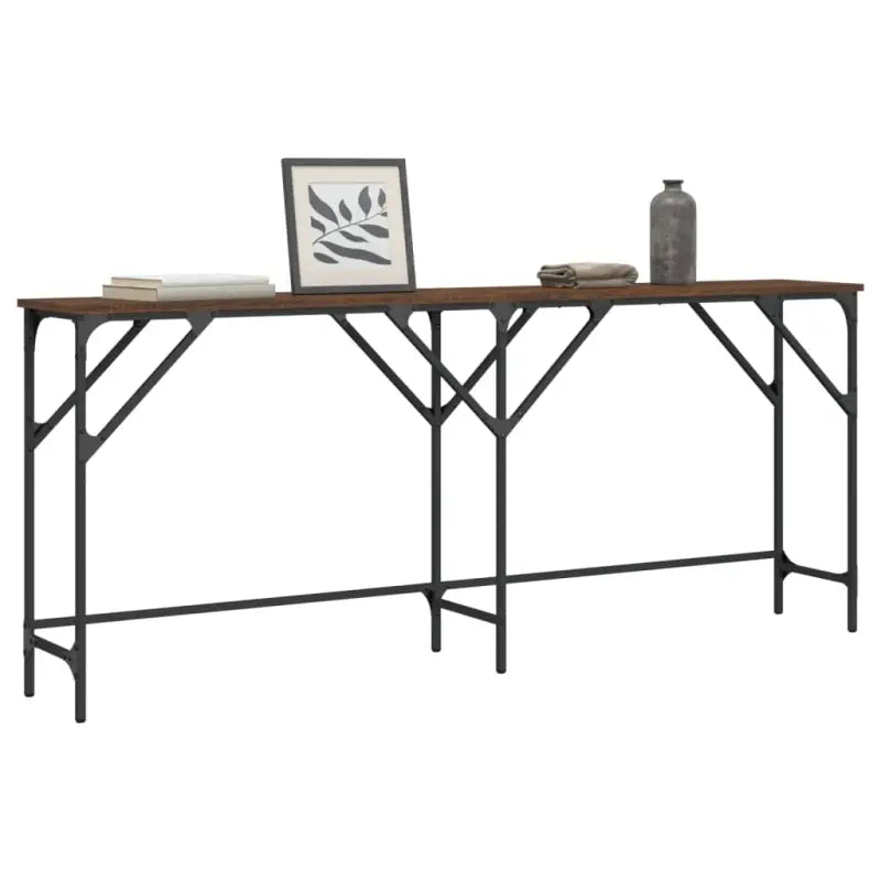 Bijzettafel met bewerkt hout en metalen frame voor elke ruimte - bruin eikenkleur / 1 / 180 cm - Bijzettafels