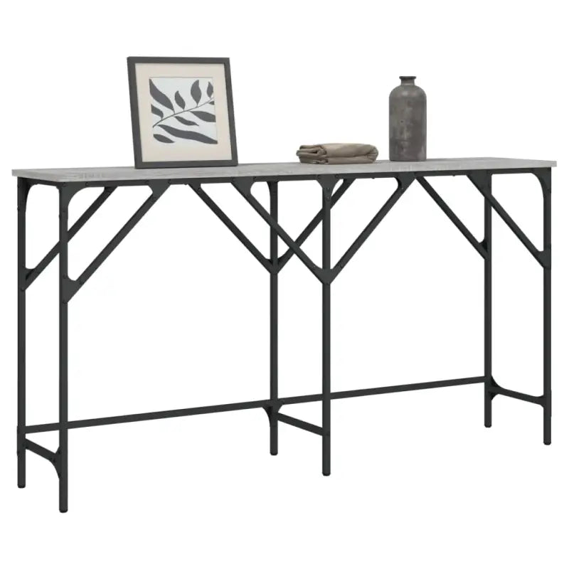 Bijzettafel met bewerkt hout en metalen frame voor elke ruimte - Grijs sonoma / 1 / 140 cm - Bijzettafels